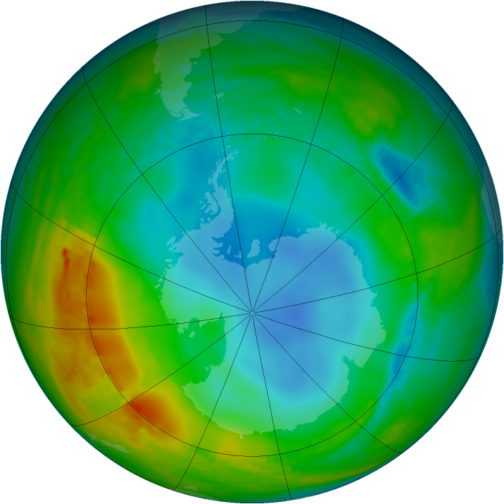 Antarctic ozone map for 19 June 1984